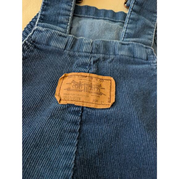 Vintage Little Levi's Corduroy Overalls Blue Made in USA Unisex 2T Western Retro - Picture 3 of 6